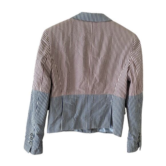 Brooks Brothers Striped Color Blocked Seersucker Blazer Preppy Size 4 - Picture 10 of 10